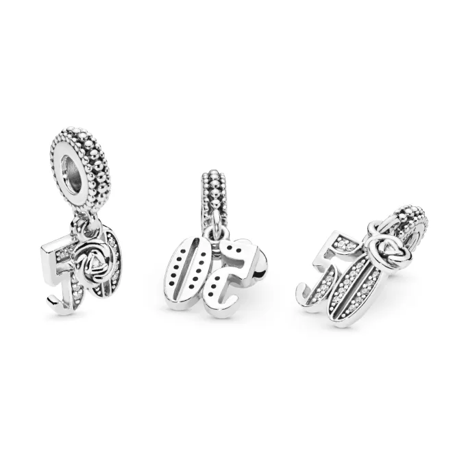 50 silver dangle with clear cubic zirconia