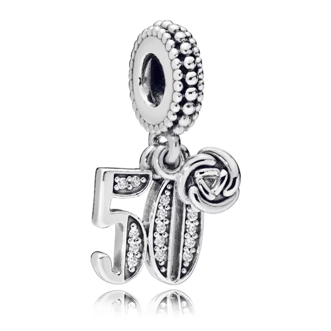 50 silver dangle with clear cubic zirconia