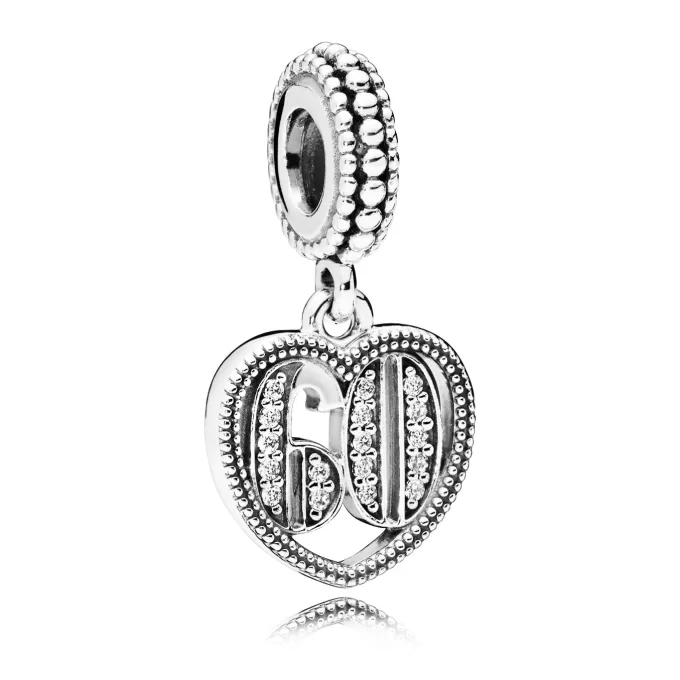 60 silver dangle with clear cubic zirconia