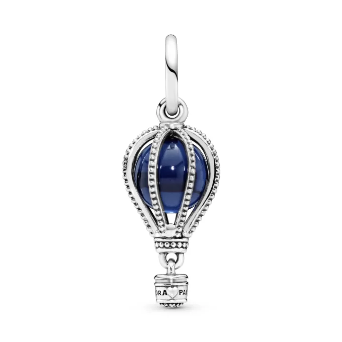 Air balloon silver dangle with encased moonlight blue crystal Air balloon silver dangle with encased moonlight blue crystal