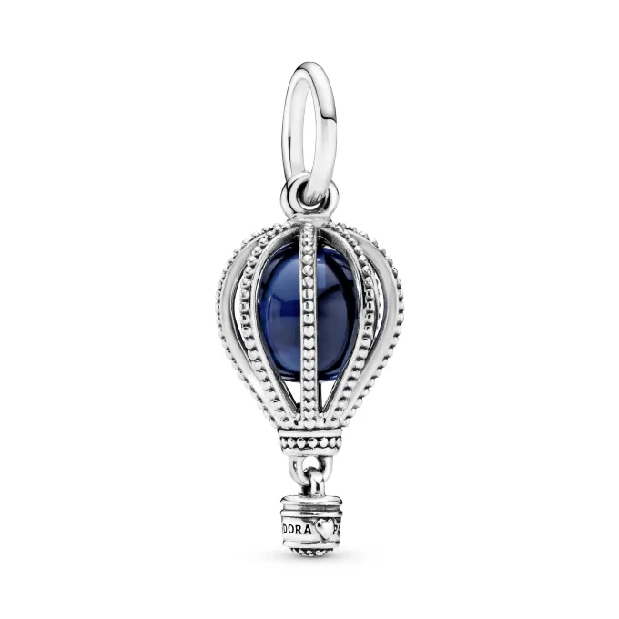 Air balloon silver dangle with encased moonlight blue crystal Air balloon silver dangle with encased moonlight blue crystal