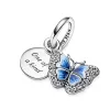 Blue Butterfly & Quote Double Dangle Charm