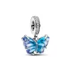 Blue Murano Glass Butterfly Dangle Charm Blue Murano Glass Butterfly Dangle Charm