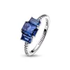 Blue Rectangular Three Stone Sparkling Ring Blue Rectangular Three Stone Sparkling Ring