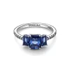 Blue Rectangular Three Stone Sparkling Ring Blue Rectangular Three Stone Sparkling Ring
