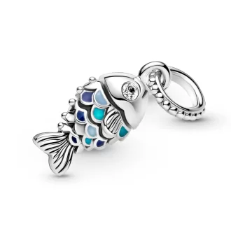 Blue Scaled Fish Dangle Charm