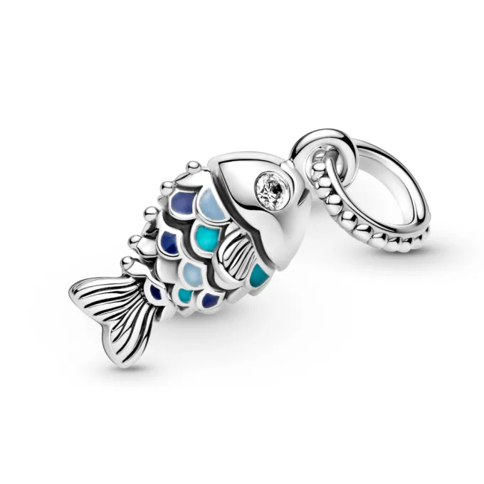Blue Scaled Fish Dangle Charm