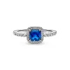 Blue Square Sparkle Halo Ring Blue Square Sparkle Halo Ring