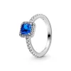 Blue Square Sparkle Halo Ring Blue Square Sparkle Halo Ring