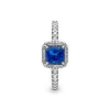 Blue Square Sparkle Halo Ring Blue Square Sparkle Halo Ring