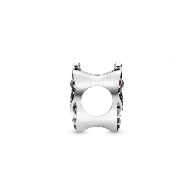 Butterfly silver charm with cerise, pink mist crystal and clear cubic zirconia