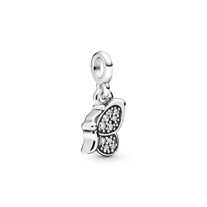 Butterfly sterling silver dangle charm with clear cubic zirconia Butterfly sterling silver dangle charm with clear cubic zirconia