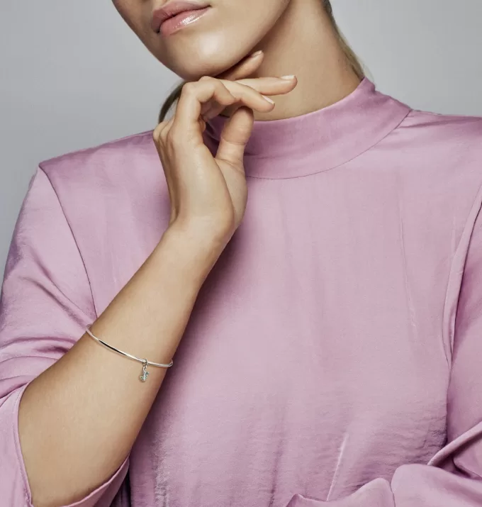 Cactus sterling silver dangle charm with royal green crystal Cactus sterling silver dangle charm with royal green crystal