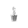Crown sterling silver dangle charm with clear cubic zirconia