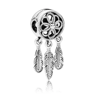 Dream catcher silver charm