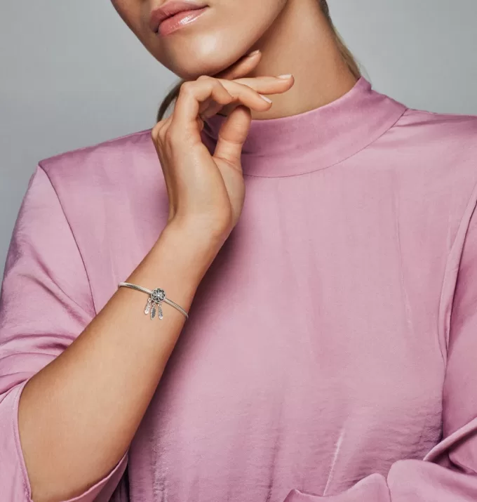 Dream catcher silver charm