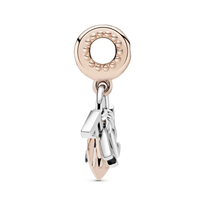 Family 14k Rose Gold-plated and silver dangle with clear cubic zirconia Family 14k Rose Gold-plated and silver dangle with clear cubic zirconia