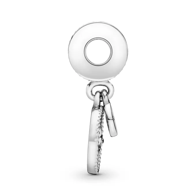 Family tree silver dangle with 14k and clear cubic zirconia