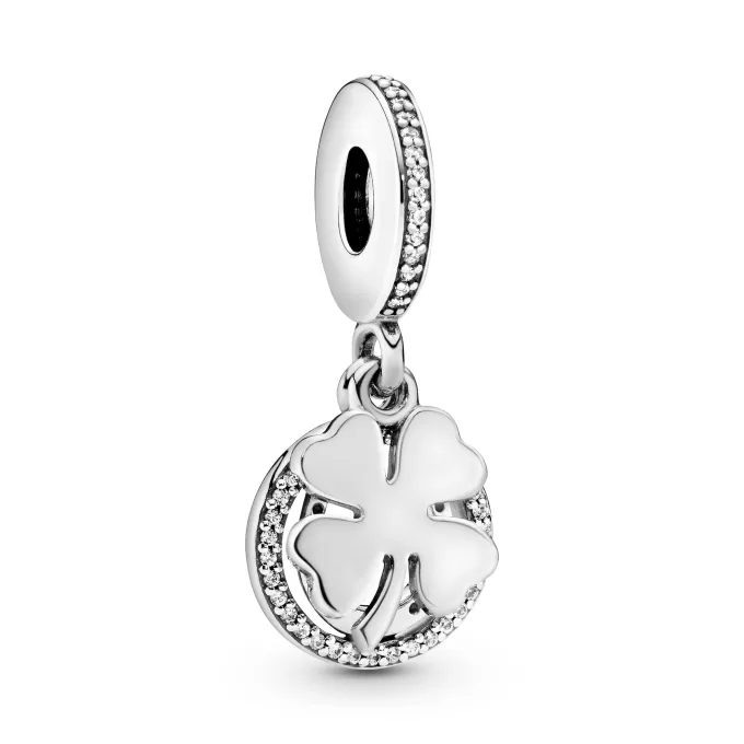 Good luck silver dangle with clear cubic zirconia Good luck silver dangle with clear cubic zirconia