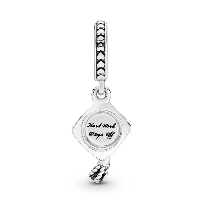 Graduation cap silver dangle