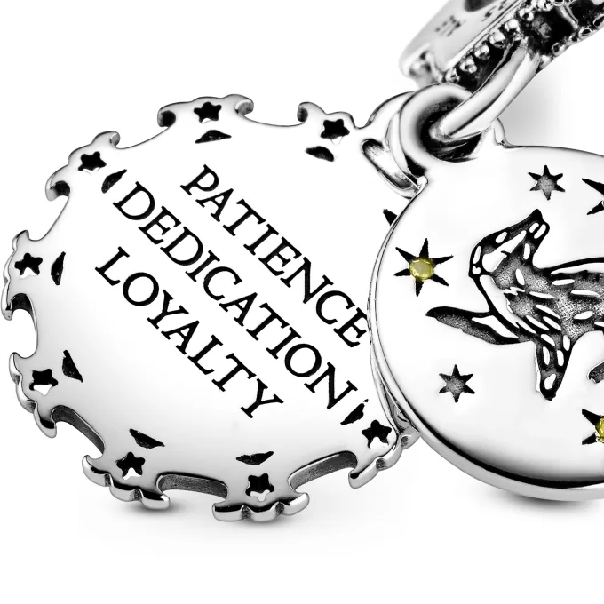 Harry Potter, Hufflepuff sterling silver dangle with yellow crystal