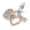 Heart Padlock Double Dangle Charm