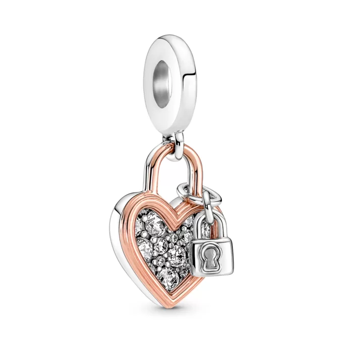 Heart Padlock Double Dangle Charm