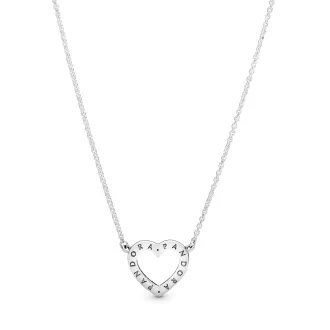 Heart silver necklace with clear cubic zirconia