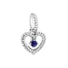 Heart sterling silver dangle with royal blue crystal