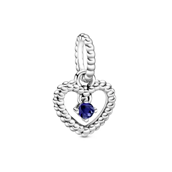 Heart sterling silver dangle with royal blue crystal