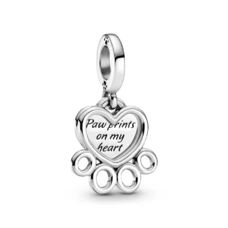 Hearts & Paw Print Dangle Charm
