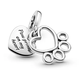 Hearts & Paw Print Dangle Charm
