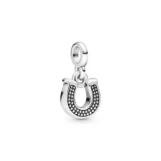 Horseshoe sterling silver dangle charm with clear cubic zirconia Horseshoe sterling silver dangle charm with clear cubic zirconia