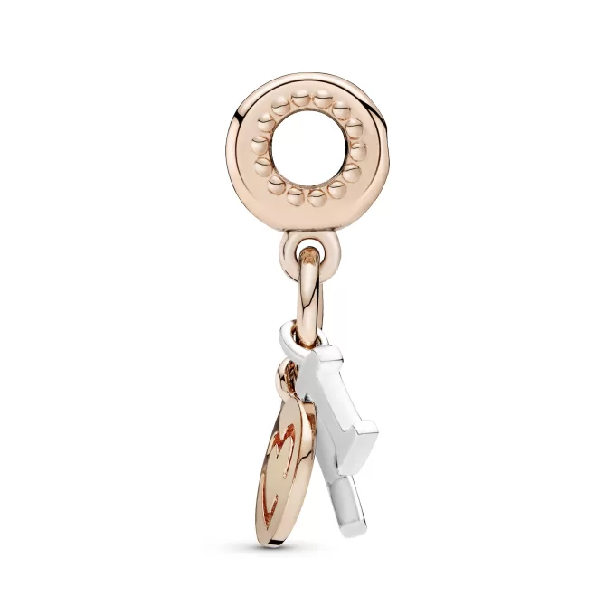 I love you 14k Rose Gold-plated and silver dangle with red cubic zirconia I love you 14k Rose Gold-plated and silver dangle with red cubic zirconia