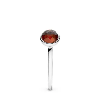 January birthstone silver ring with garnet, 6 mm