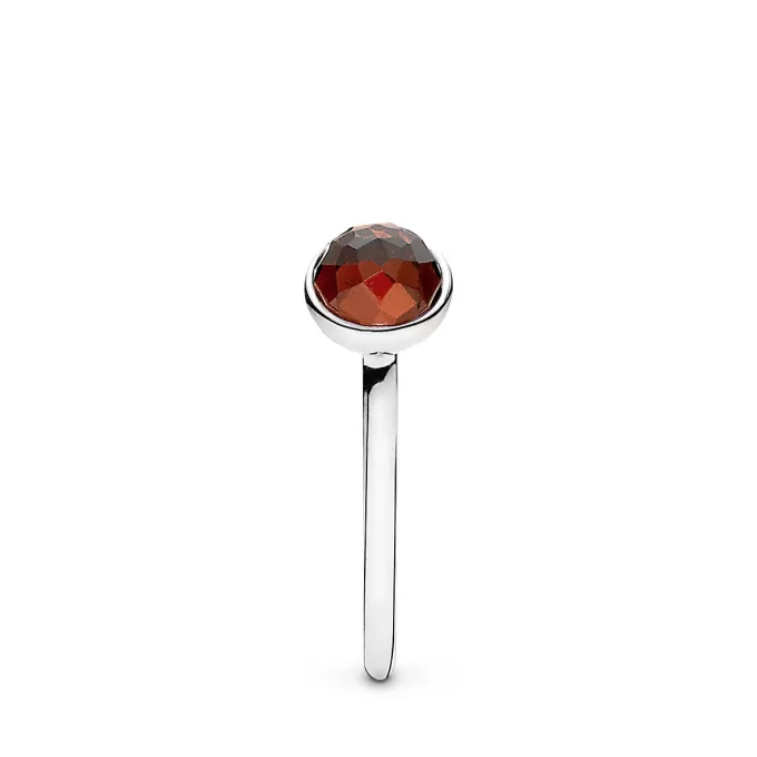 January birthstone silver ring with garnet, 6 mm