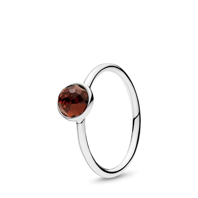 January birthstone silver ring with garnet, 6 mm