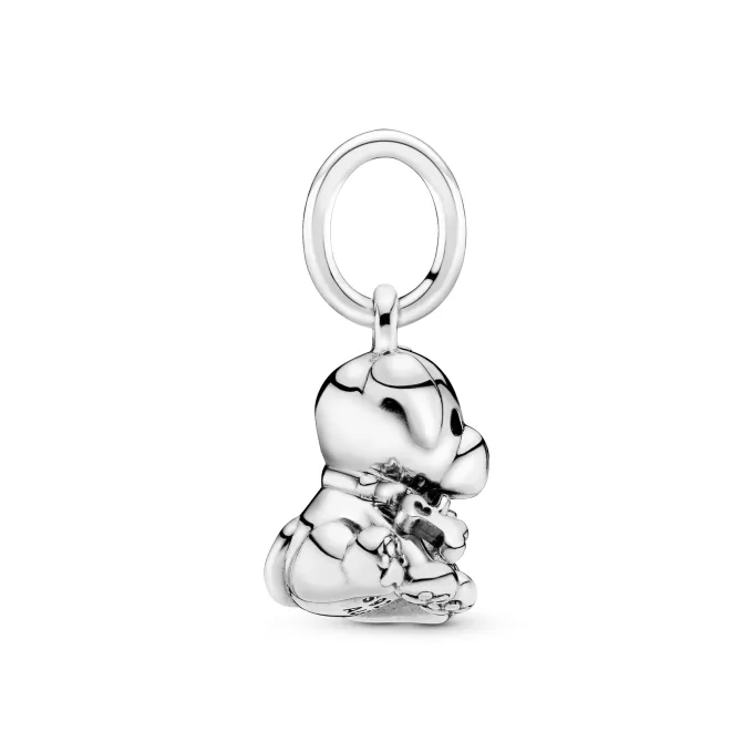 Labrador dog silver dangle with black enamel