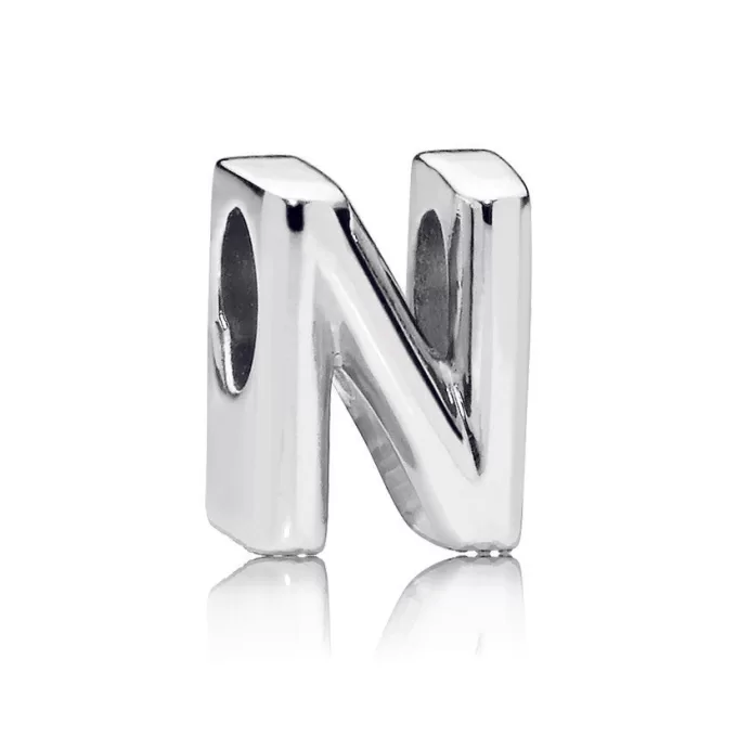Letter N silver charm