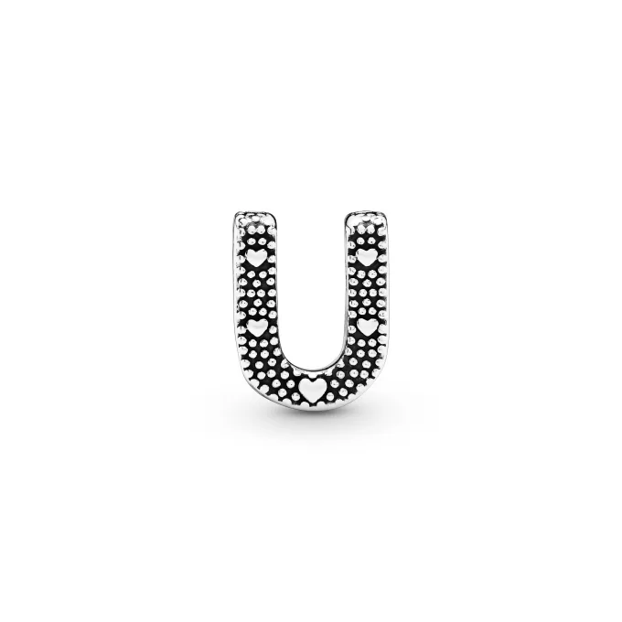 Letter U silver charm