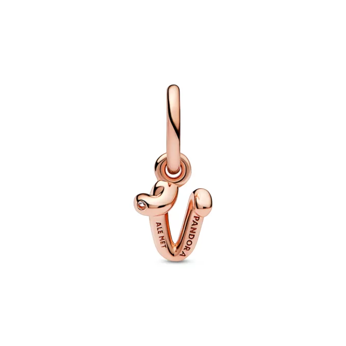 Letter V Script Alphabet Dangle Charm
