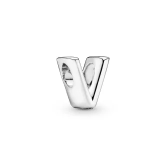 Letter V silver charm