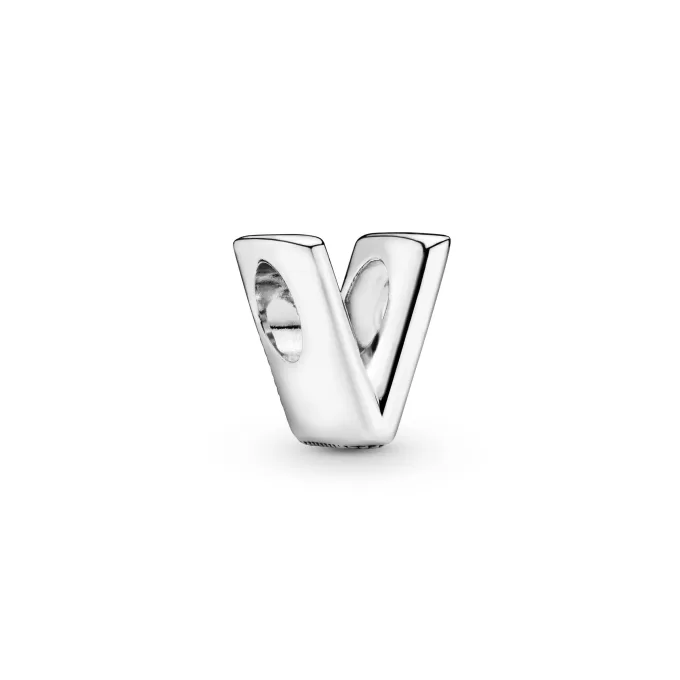 Letter V silver charm