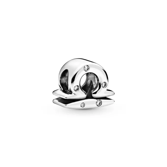 Libra sterling silver charm with clear cubic zirconia