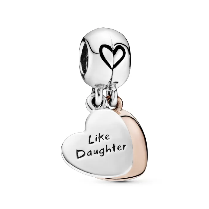 Like mother, like daughter splitable 14k Rose Gold-plated and silver dangle with black enamel