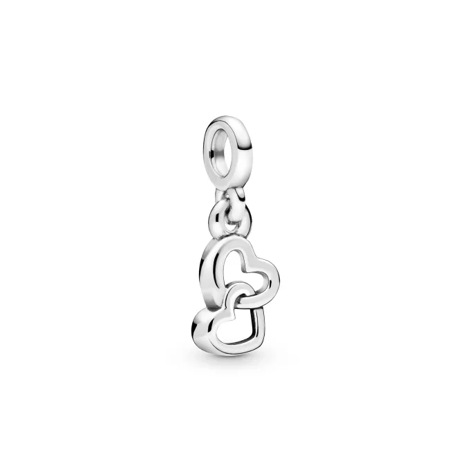Linked hearts sterling silver dangle charm