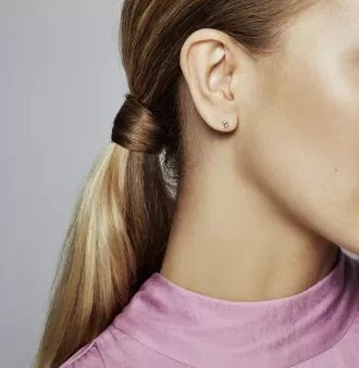 Linked hearts sterling silver stud earring