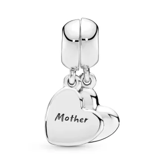 Mother and son splitable silver dangle with black enamel