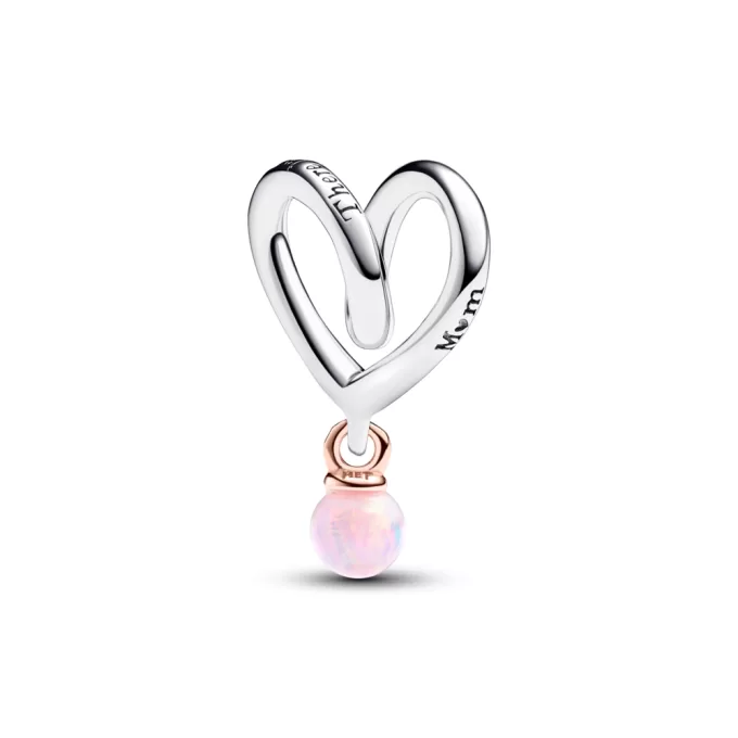 Mum Two-tone Wrapped Heart Charm