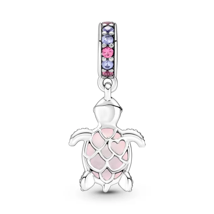 Murano Glass Pink Sea Turtle Dangle Charm Murano Glass Pink Sea Turtle Dangle Charm